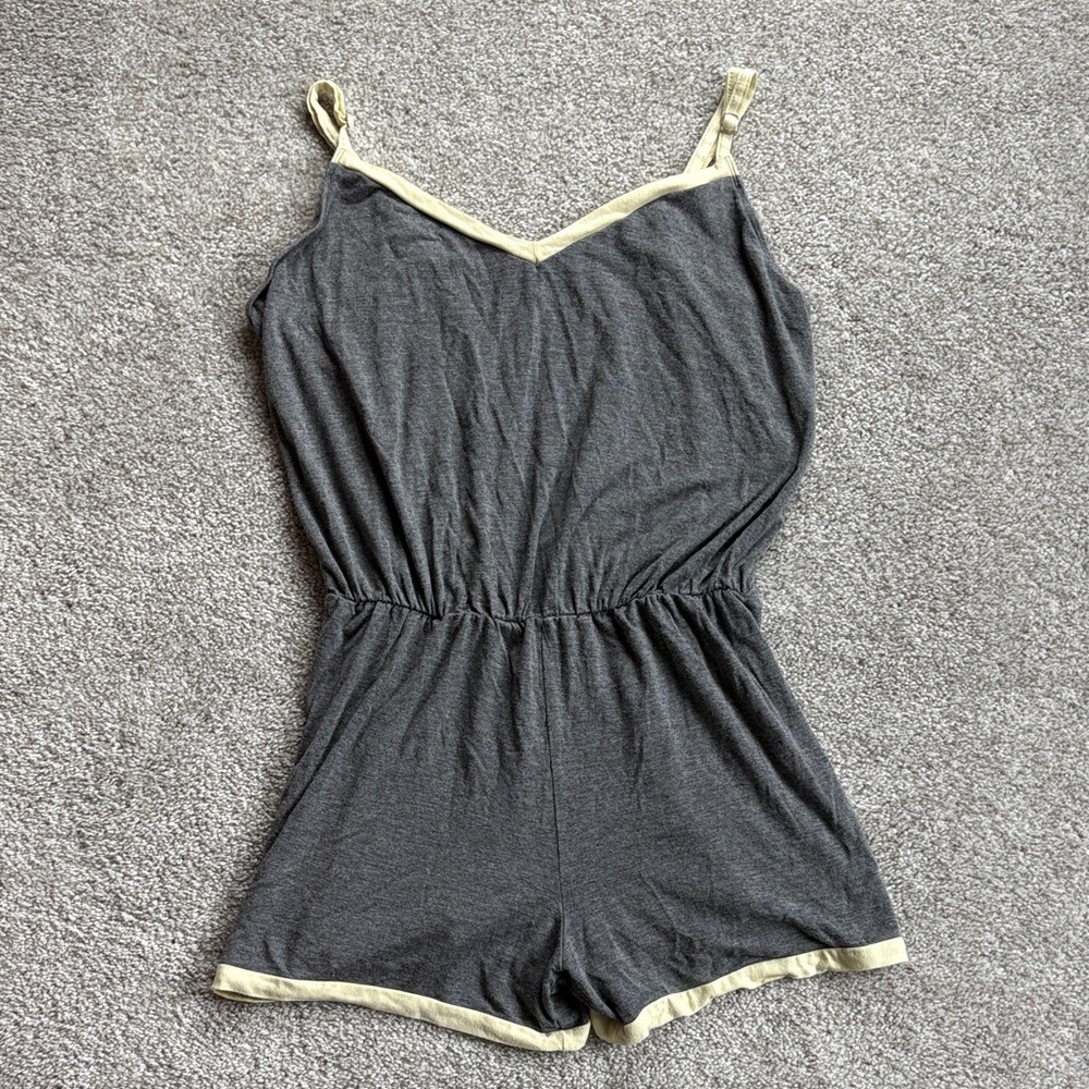 Gray and Soft Yellow Women's Romper